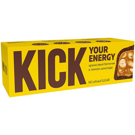 Арахисовый батончик в темном шоколаде KICK 45 г/10 шт