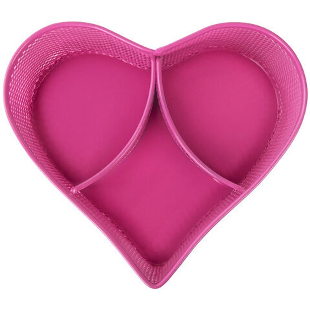 Подставка-органайзер BRAUBERG "Germanium", металлическая, в виде сердца, 3 секции, розовая, 231983