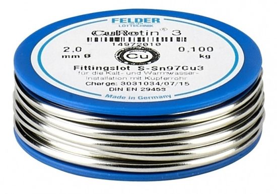 Припой мягкий Felder №3 - 2 мм. 100 гр. на шпуле Cu-Rotin®3 Sn97Cu3