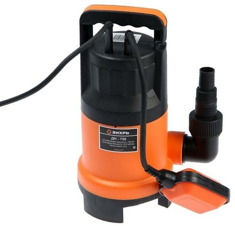 Поверхностный насос дренажный насос ВИХРЬ ДН-750 (750 Вт) черный