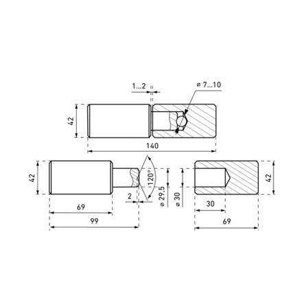 Петля гаражная с шаром Секрет ПГ-42, 42 x 140 мм