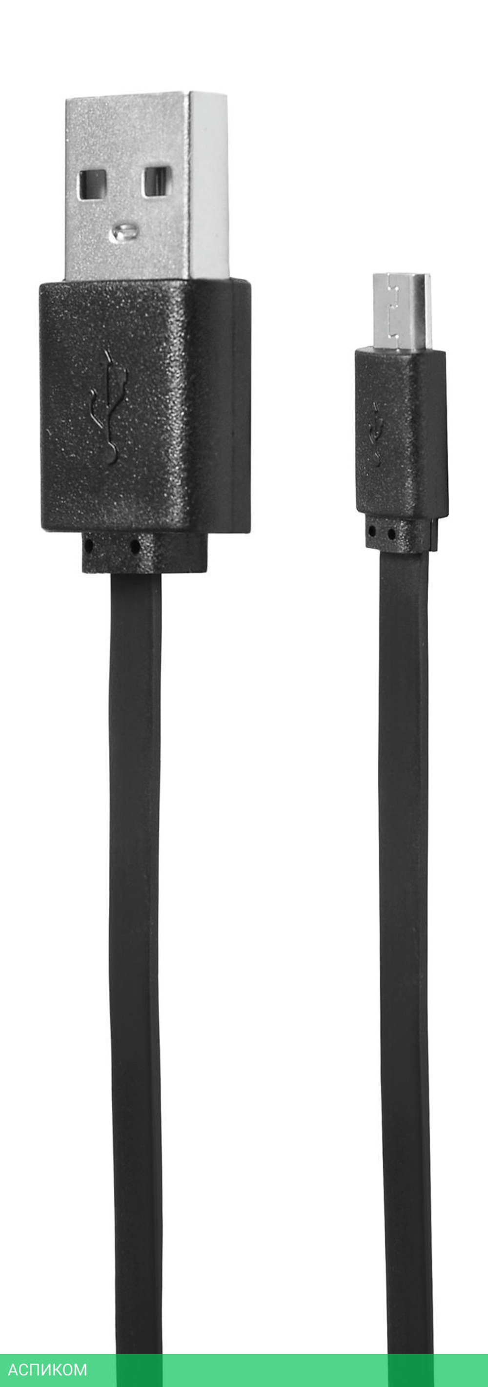 Кабель SunWind USB (m)-micro USB (m) плоский 1м черный