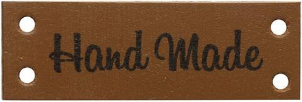 Кожаная бирка пришивная Hand Made 1,4*4см цв.коричневый