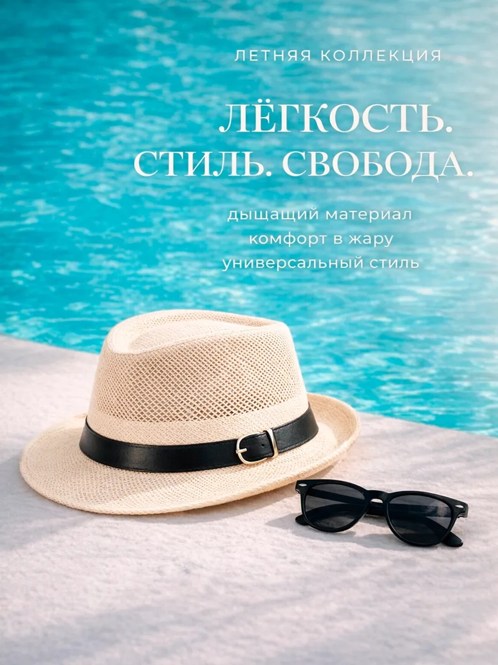 Шляпа летняя соломенная трилби