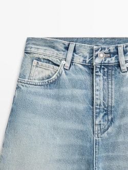 Massimo Dutti Джинсы с высокой талией и широкими штанинами, светло-голубой
