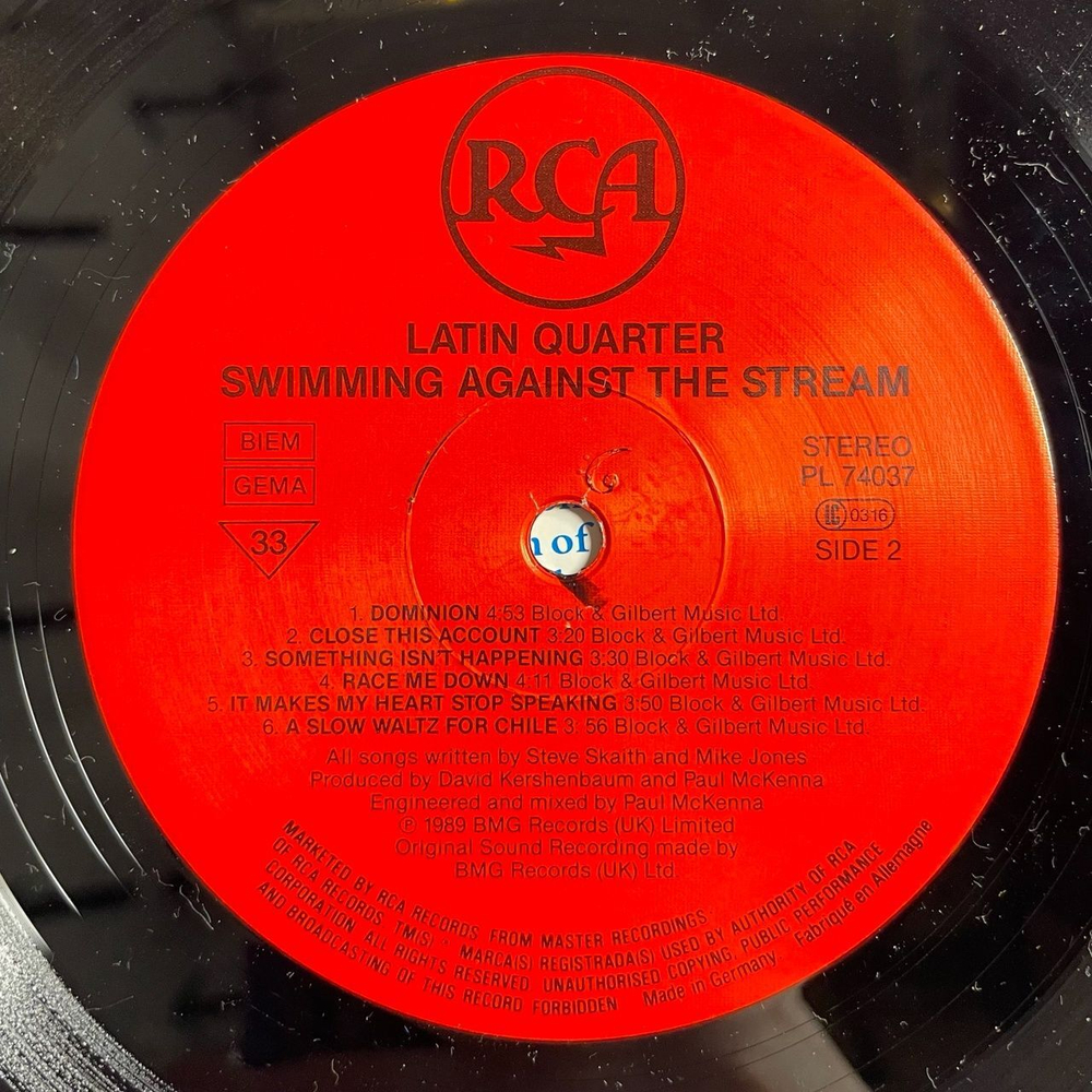Винтажная виниловая пластинка LP Latin Quarter Swimming Against The Stream (Germany 1989)