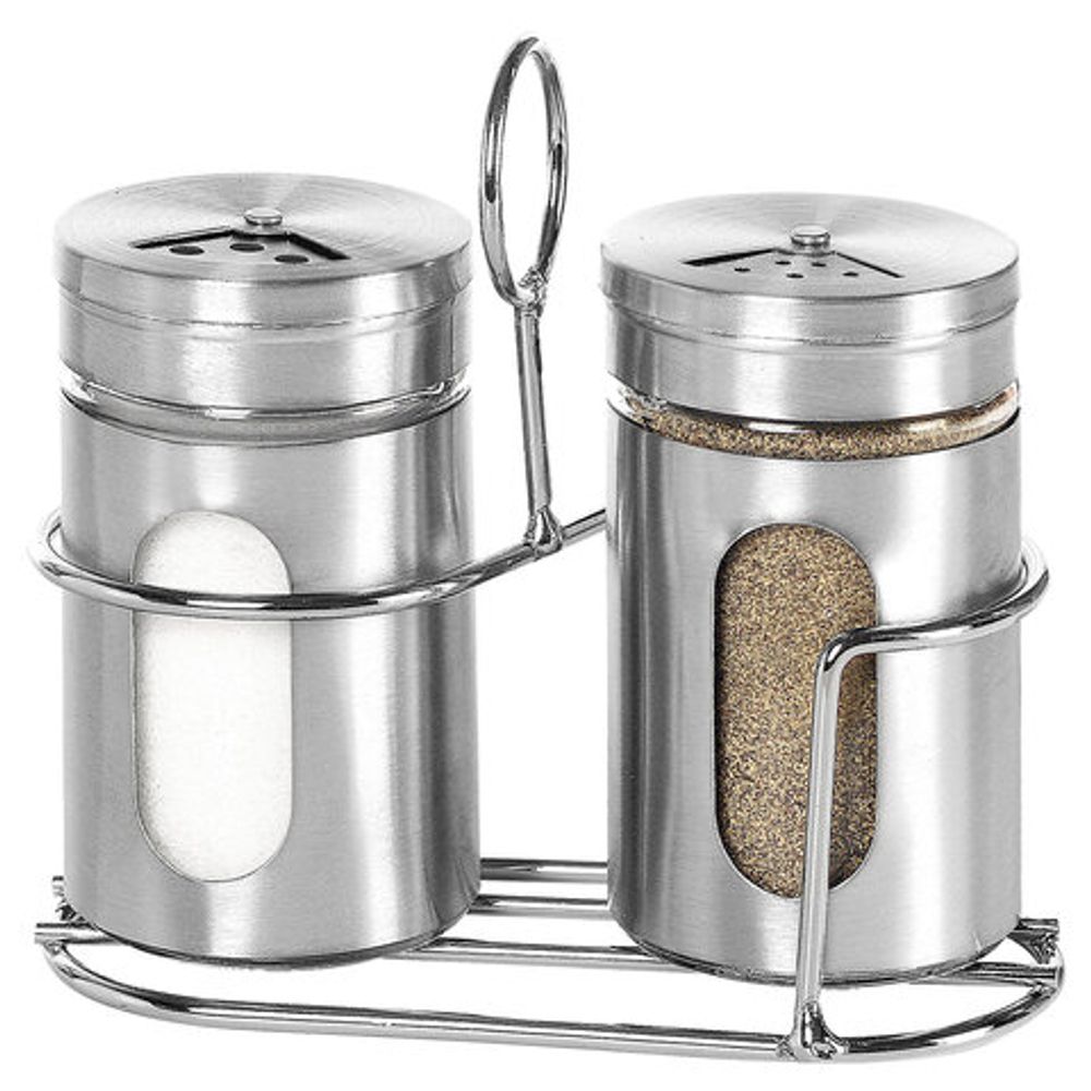 Набор для специй 2х100 мл, ULTRA, подставка + солонка + перечница, 3 типа отверстий, WEGLA (ВЕГЛА), 700235