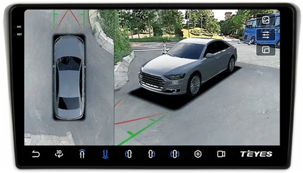 Магнитола для Toyota Avensis T250 2003-2009 (рамка черная) - Teyes CC3-2K-360 на Android 10, 2K QLED, 6Гб+128Гб, CarPlay, 4G SIM-слот, 4 камеры в комплекте