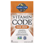 Garden of Life, Vitamin Code, необработанное железо, 30 веганских капсул
