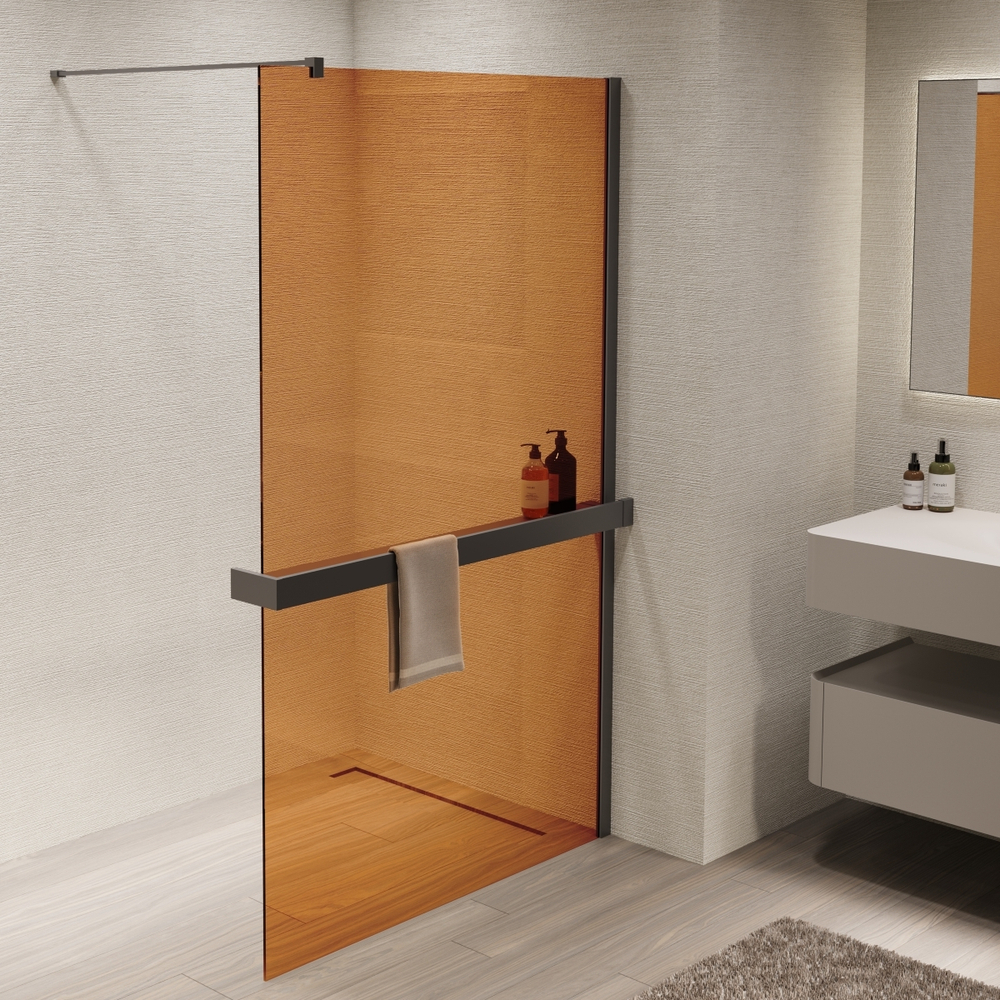 Душевая перегородка Walk-In VSW-1HR900GSGM, 900*2000, вороненая сталь, стекло янтарь