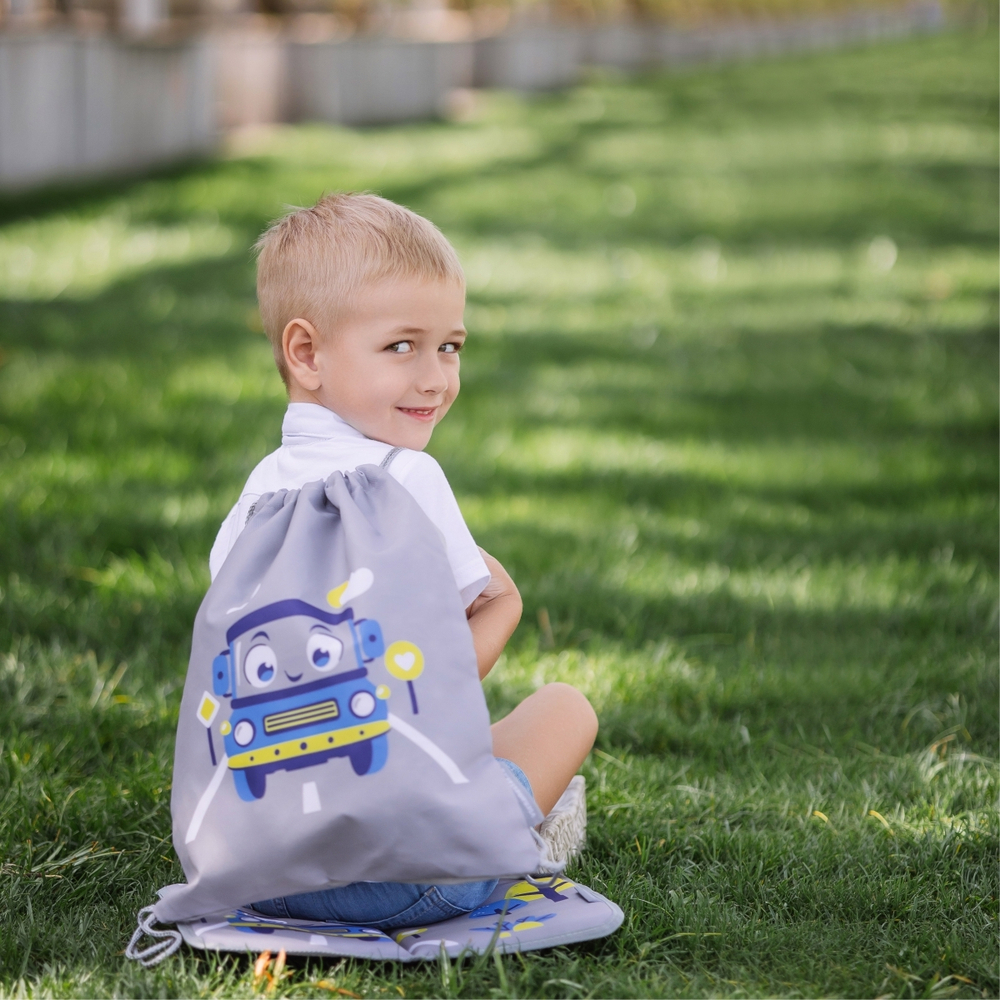 Мешок в садик 33х40, Машинка (серый)