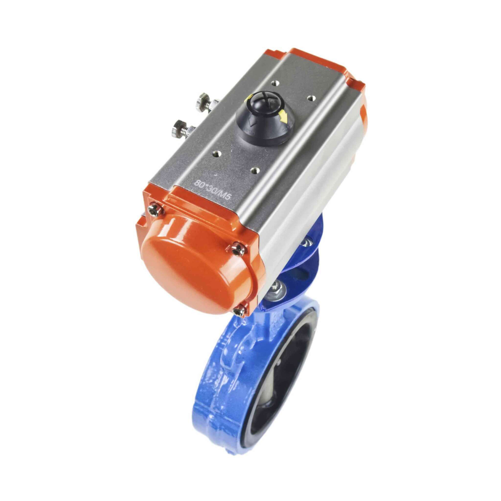 Water Butterfly Valve Elephant st-316l-nbr-elephant-sa, body material - carbon steel WCB, disk material - stainless steel AISI 316L, seal - NBR, pneumatic actuator operated