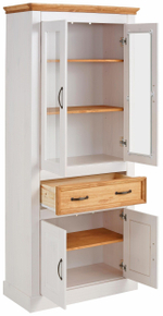 Шкаф-витрина деревянная Ландхаус 180 см, буфет для кухни из массива сосны с 4 дверями и ящиком