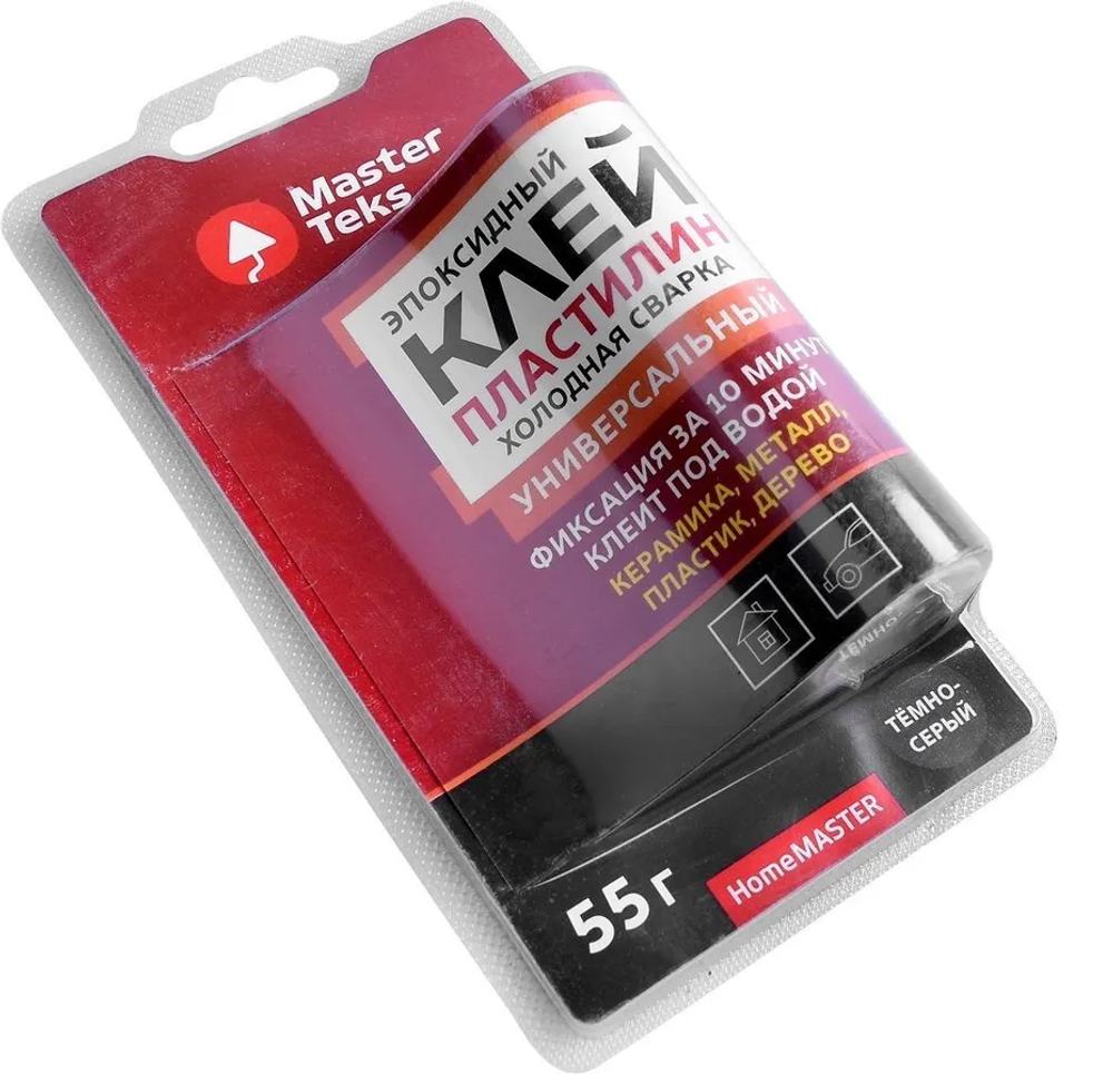 КЛЕЙ-ПЛАСТИЛИН ЭПОКСИД ХОЛОД СВАРКА MASTERTEKS HOMEMASTER УНИВЕР ТЕМНО-СЕРЫЙ