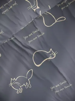 Наволочка комплект 2шт Полисатин Мечта "Котики на сером" 50x70 см на молнии