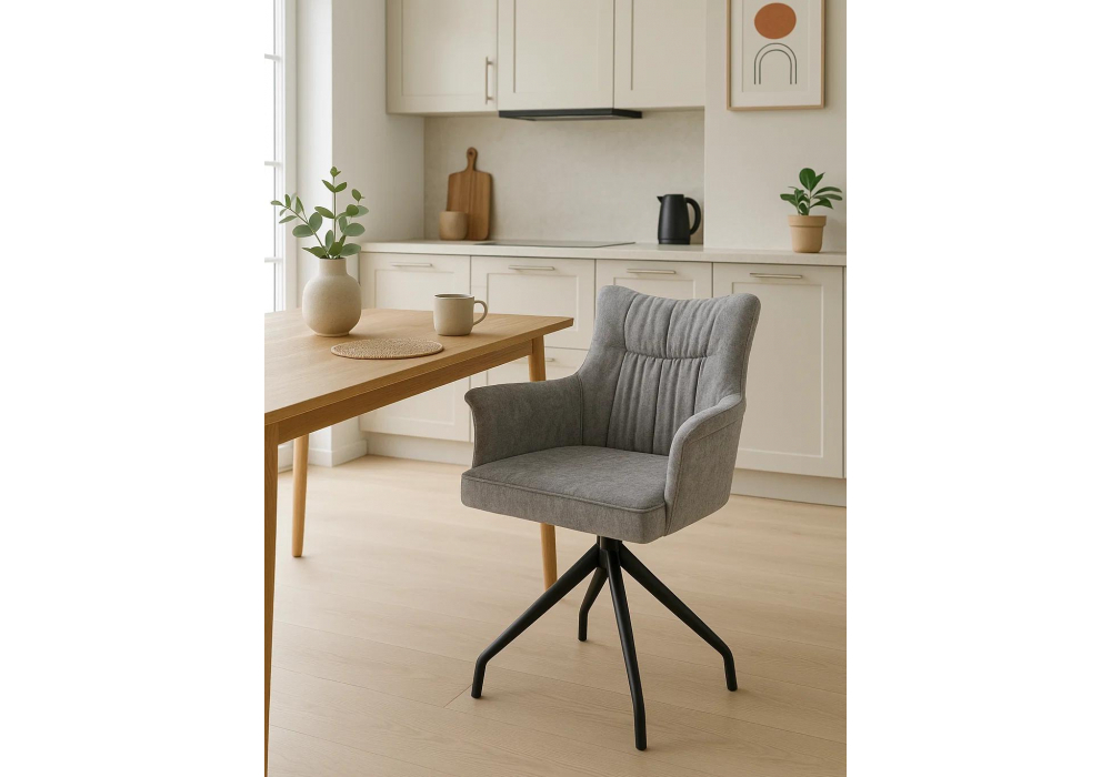 Стул на металлокаркасе Woodville Kaser 360 крутящийся grey, black, ножки черные