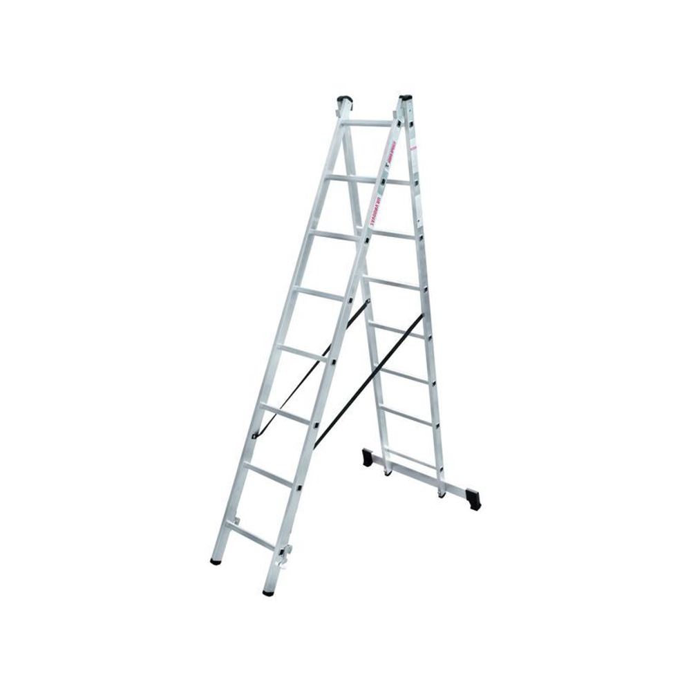 Стремянка двусторонняя 8 ступеней алюминиевая