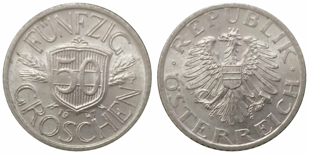 Австрия 50 грошей, 1946-1955 XF