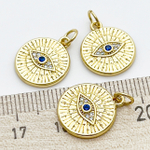 Подвеска Глаз, позолота, фианиты, размер 14*16 мм, цена за 1 шт