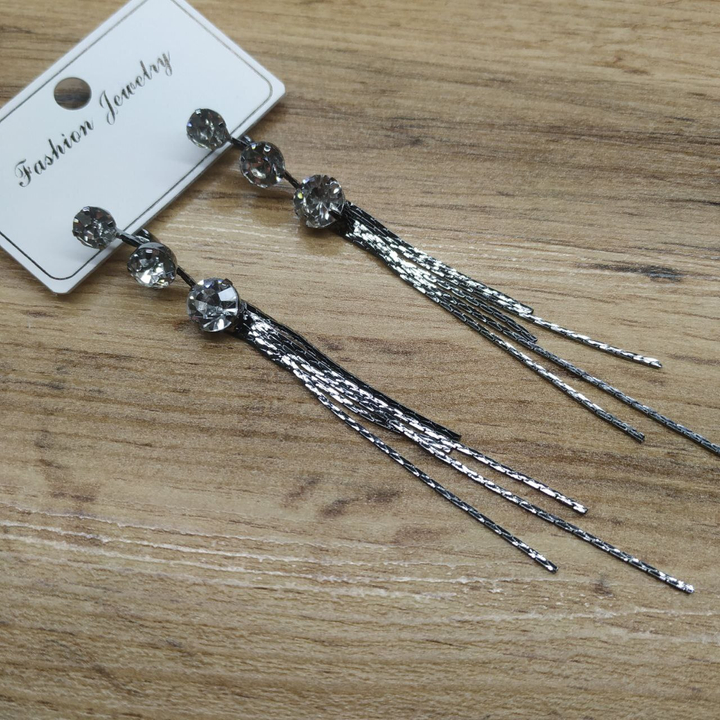 Серьги англ.заст. Bogema 3 круга на увеличение цепочки жгутики металл графитовый