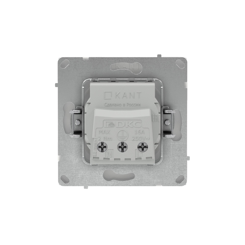 Розетка силовая, 2P+E, с з/ш, KANT, белая магнолия