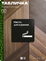 Табличка Место для курения, на дверь и стену, навигационная и информационная, серия CONCEPT, 18х18 см, Айдентика Технолоджи
