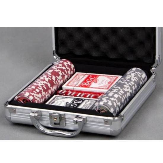 Покер в кейсе 100 с номиналом (пластиковые фишки) (9308-100)