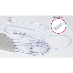 Разветвитель сетевой для линейных светильников ЭРА 5х IEC C5 3pin 2m для подключения 5 светильников | Аксессуары для фито светильников