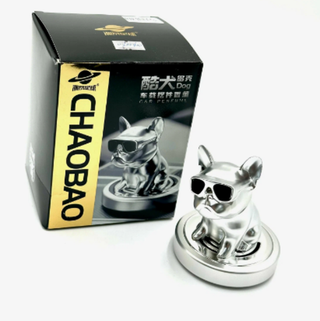 Ароматизатор-игрушка -на торпеду- Собачка Бульдог без страз -(сух)- YC-100SL серебро A