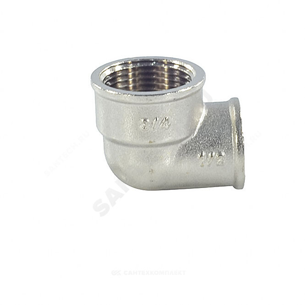 Угольник латунь никель переходной Ду 25х20 (1"х3/4") ВР/ВР SantechSystems