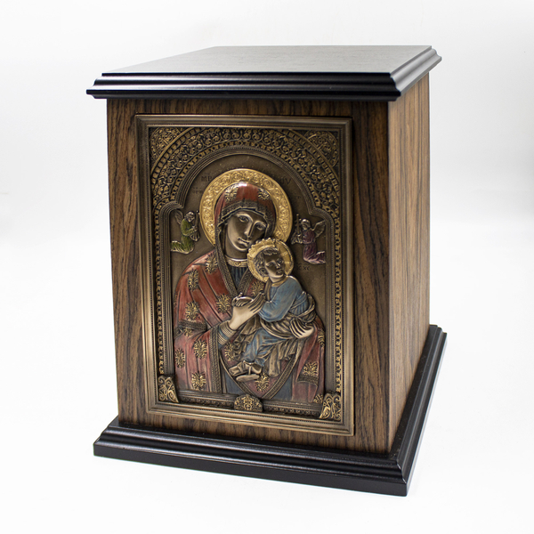 Урна для праха «Матерь Божья с младенцем» шпон венге