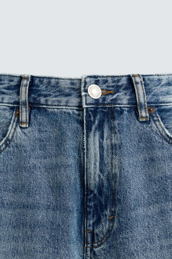 ZARA ДЖИНСЫ ЗАУЖЕННОГО КНИЗУ КРОЯ, ГОЛУБОЙ