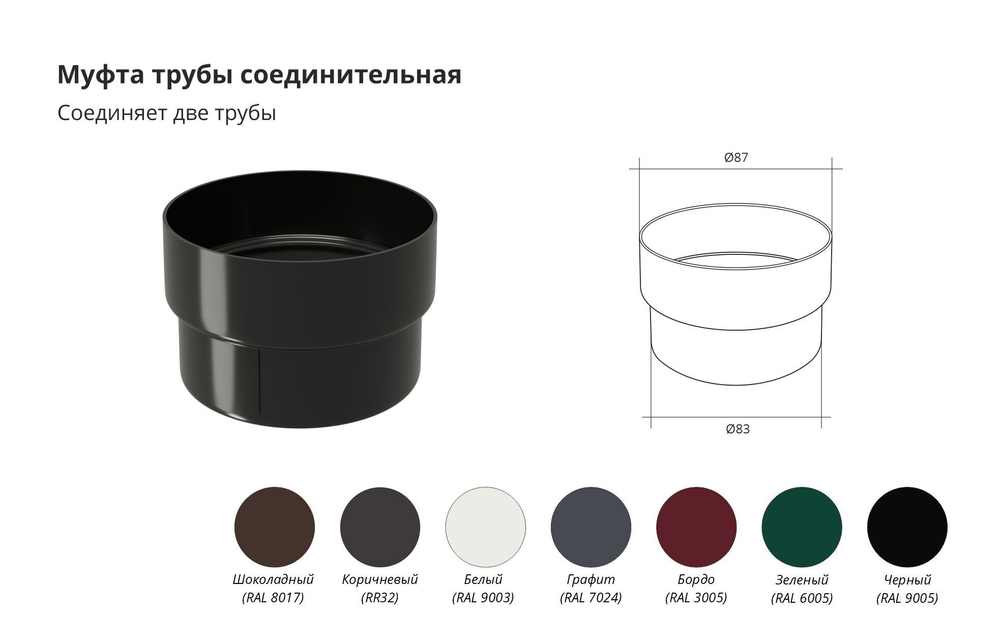 Муфта трубы соединительная ПВХ Grand Line