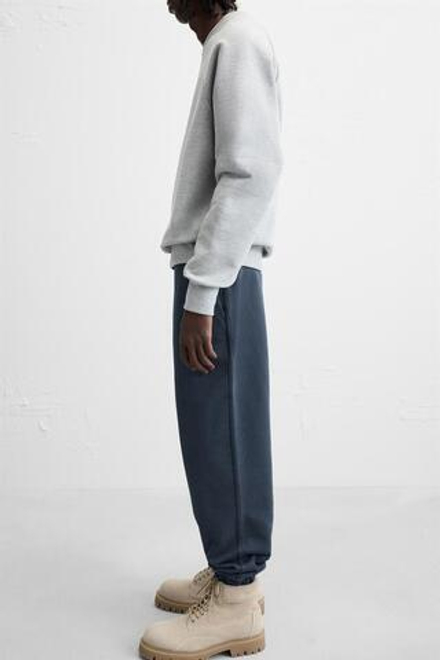 ZARA БАЗОВЫЕ БРЮКИ-ДЖОГГЕРЫ, СИНИЙ