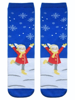 Махровые женские носки с рисунком в виде девочки Лапландия (Размер: 25) (Цвет: синий)