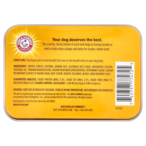 Arm & Hammer, леденцы от зубного камня, для собак, со вкусом свежей мяты, говядина, 40 леденцов, 48,2 г (1,7 унции)
