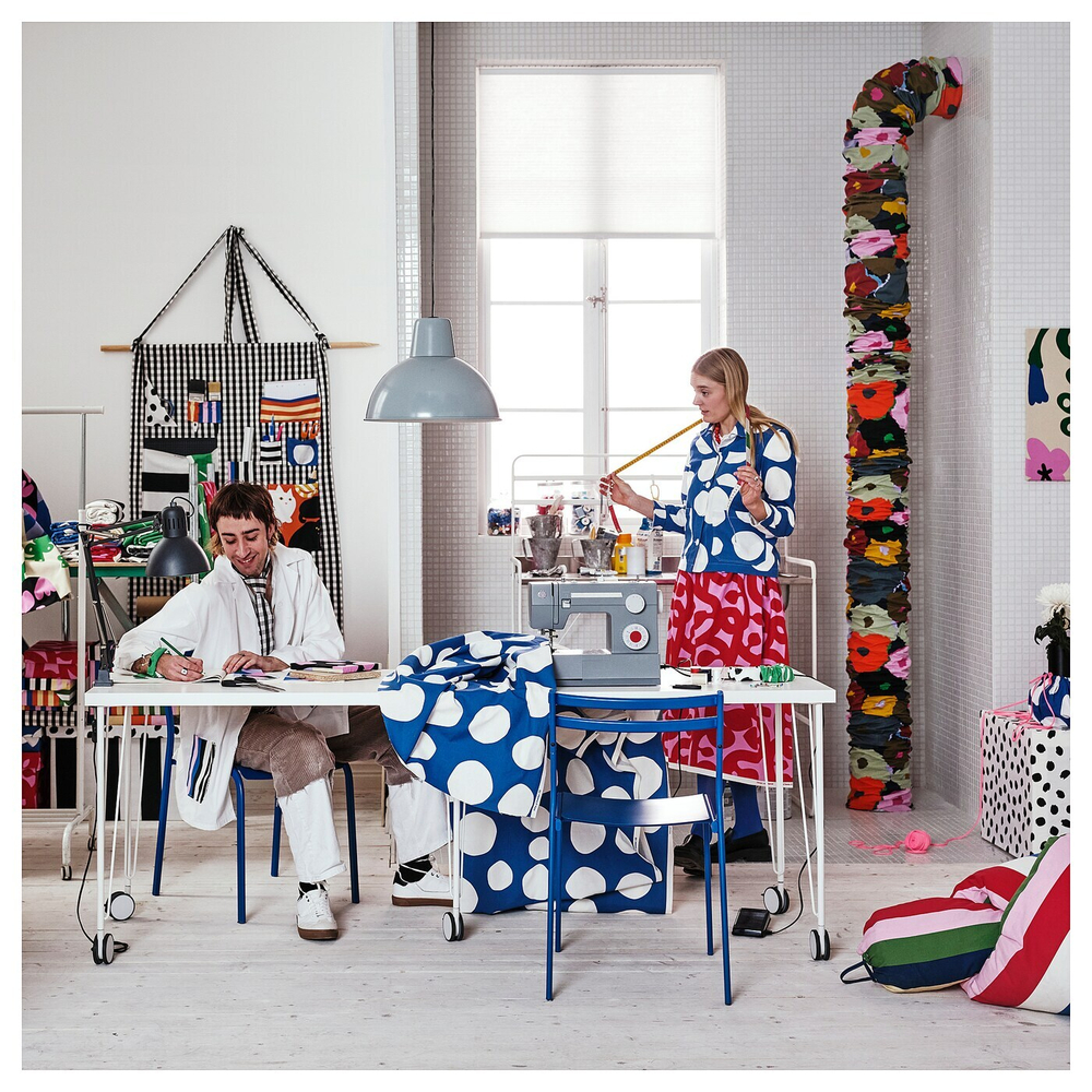 IKEA RAKLOSTA  (ИКЕА РАКЛОСТА)  -  Ткань с отделкой, синий/белый, 150x300 см