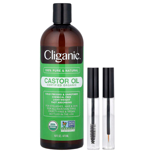 Cliganic, сертифицированное органическое касторовое масло, 1 набор, 473 мл (16 жидк. унций)