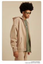 Американский модный брендовый костюм мужской зелёного цвета с эффектом потёртости с капюшоном и двойной молнией для мужчин.