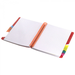 Тетрадь 200л., А4, клетка, Alingar "Завитки", цветная спираль, пластиковая обложка с информ. окном, цветные пластиковые разделители, ассорти 4 цвета