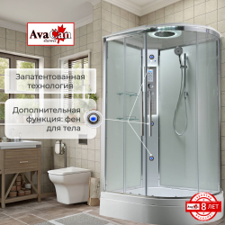 Душевая кабина AvaCan (АваКан) EM3912LLEDT со средним подоном, с ГМ, с электрикой и LED освещением, 120х90х220