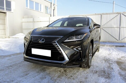Защита переднего бампера (нержавейка) Lexus RX-350 (2015-2019) d57+d42 (черный)