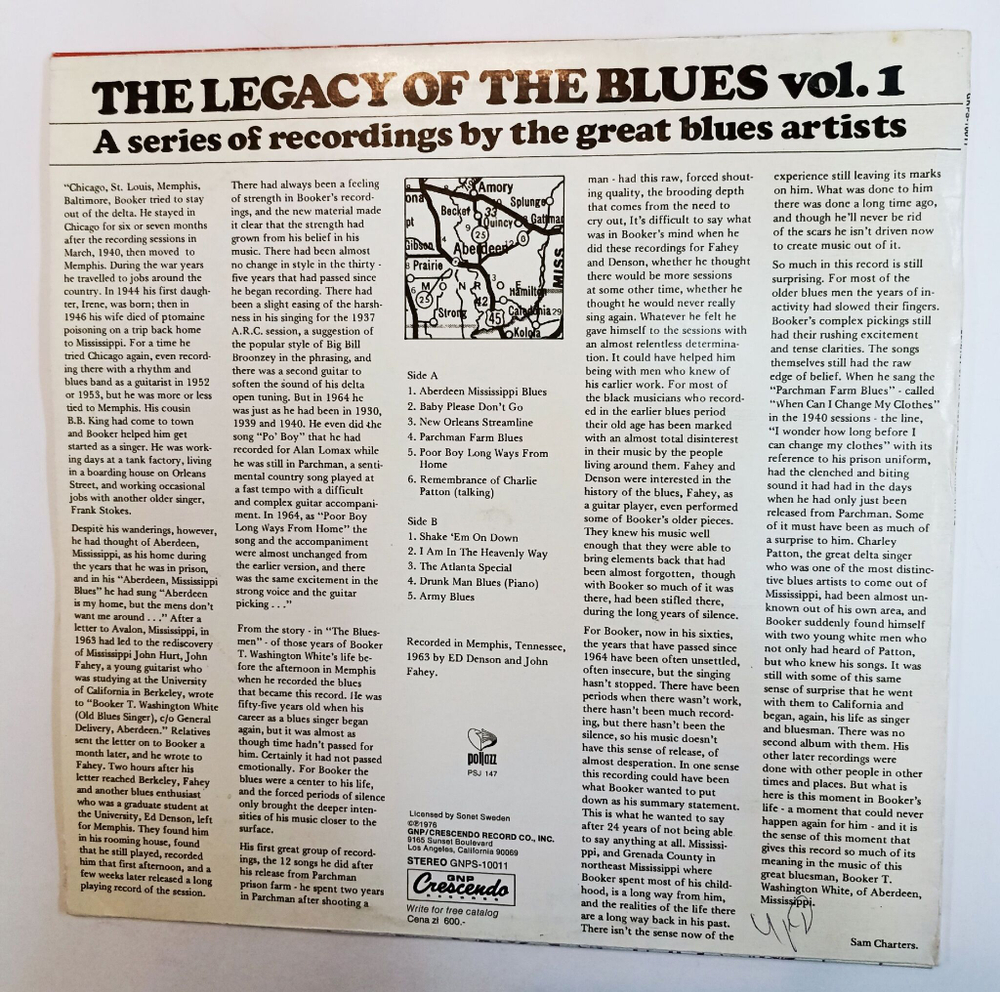 Винтажная виниловая пластинка LP Bukka White The Legacy Of The Blues Vol.1 (Польша 1976)