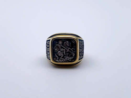 Кольцо из серебра/Позолота/Георгий Победоносец