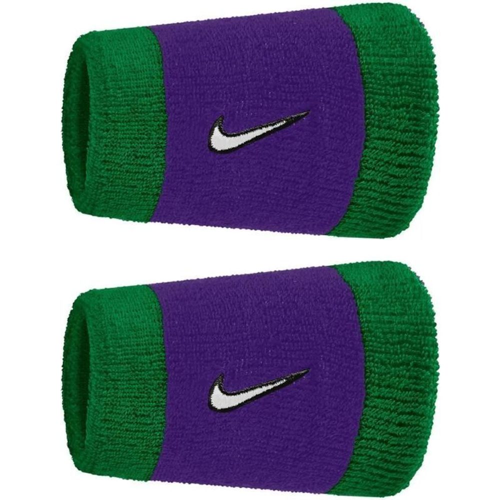 Напульсник теннисный Nike Swoosh Double-Wide 2P - clover/fierce purple/white