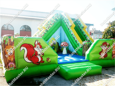 Коммерческий надувной батут-горка "Райский лес"