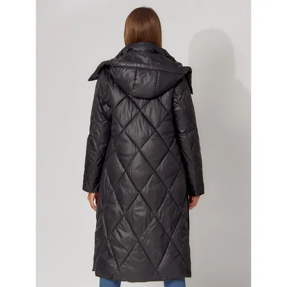 Пальто утеплённое стёганое женское, цвет чёрный, размер 48