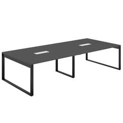 AG.3216.AN.72.AN / Стол для переговоров 3200х1638х750 / профиль О-образный: 70х20 антрацит; лючок: серебро; столешница: антрацит