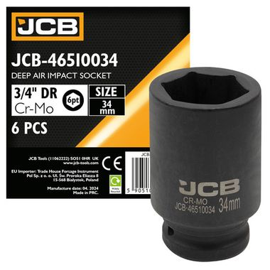 Головка ударная глубокая 3/4'', 34мм (6гр.) JCB JCB-46510034