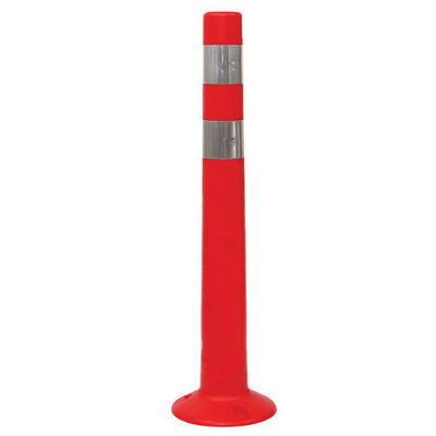 Столбик ограждения сигнальный упругий красный, 750 мм, с двумя светоотражающими полосами.